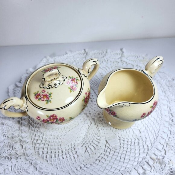 Myott Cream and Sugar Set Floral Bone China Staffordshire England - Picture 3 of 11